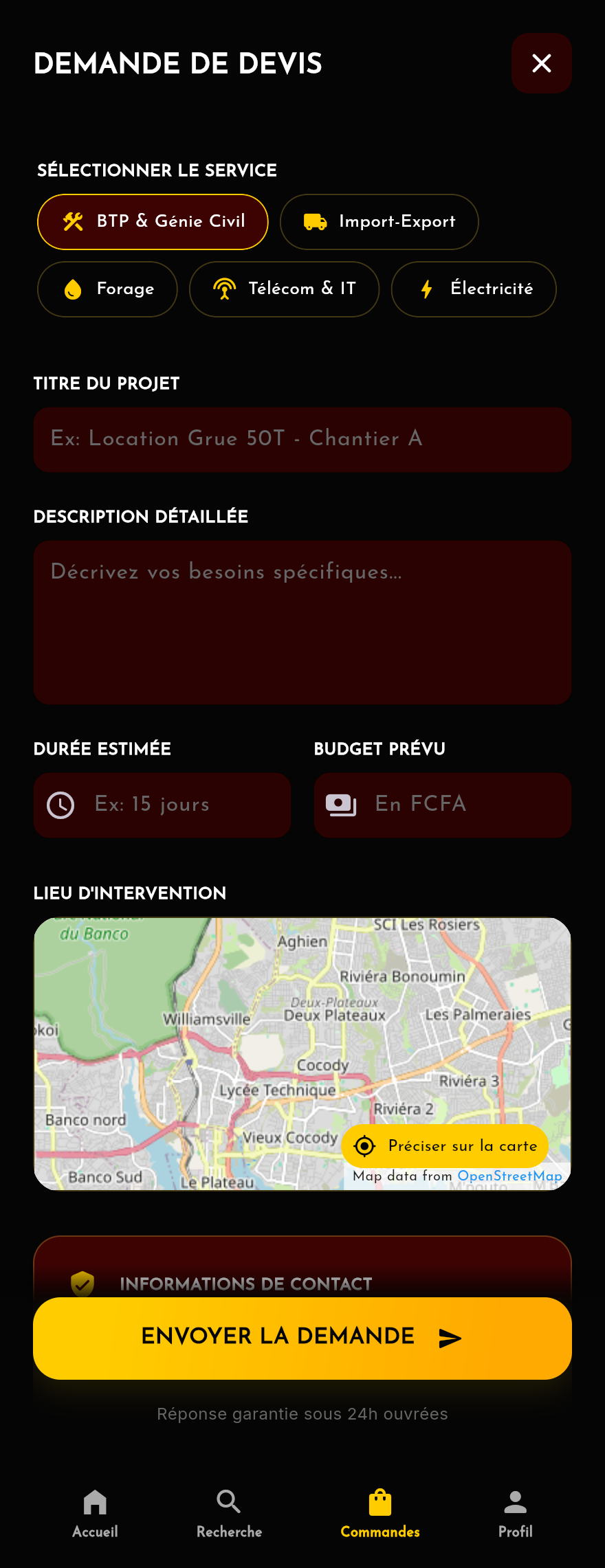 Ecran Demander Cotation